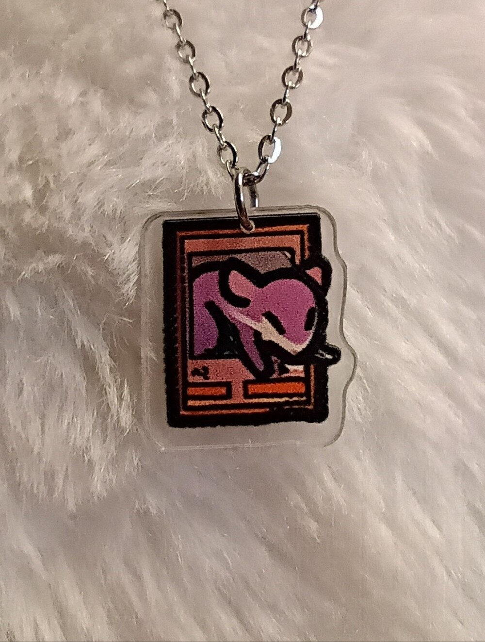 Pokemon Rattata Card Acrylic Stainless Steel Necklace